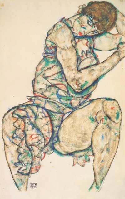Sitzender Halbtakt von Egon Schiele
